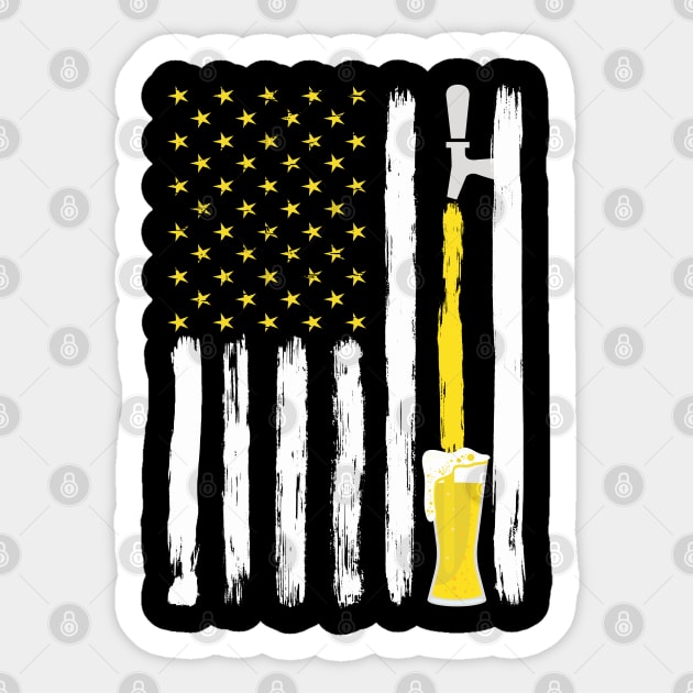 Craft Beer American Flag USA T-Shirt, 4th July Brewery T-Shirt Sticker by Pannolinno